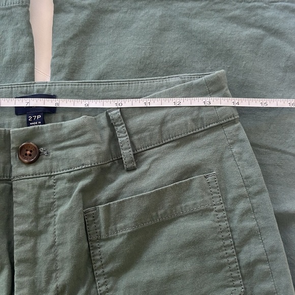 NWOT J.Crew Lizzie High-Rise Wide-Leg Pants 27 Petite Pale Spinach | Linen Blend - Picture 8 of 11